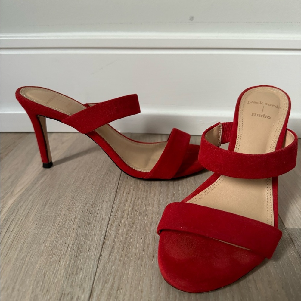 Size 36 red mule sandal 3.5”heel